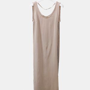 Brunello Cucinelli Nude Silk Monili Bead Maxi Dress